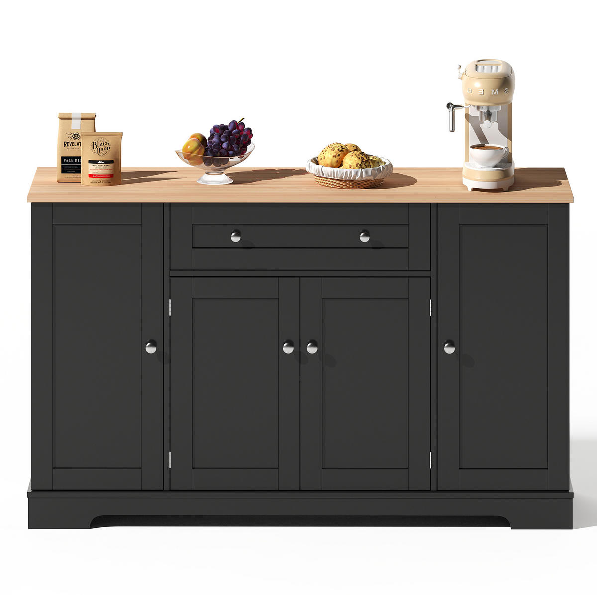 SIDEBOARD 138 cm aus MDF mit verstellbaren Einlegeböden Schwarz - Schwarz, Holzwerkstoff (138/85/40cm) - Modenvie