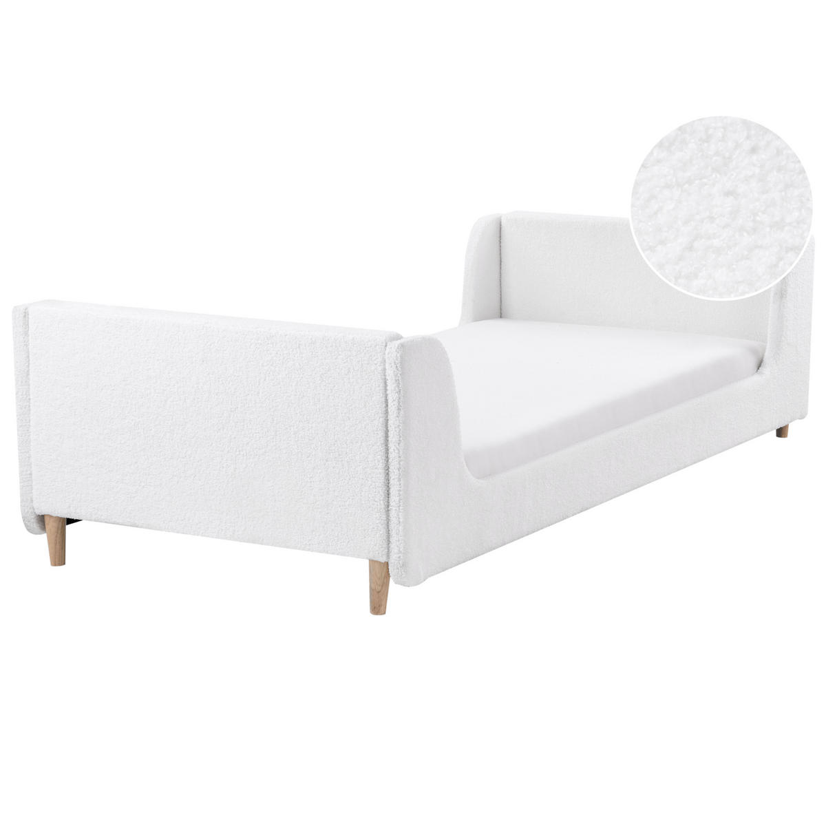 KINDERBETT 90x200 cm Weiß Laye - Creme, Textil (90/200cm) - Beliani
