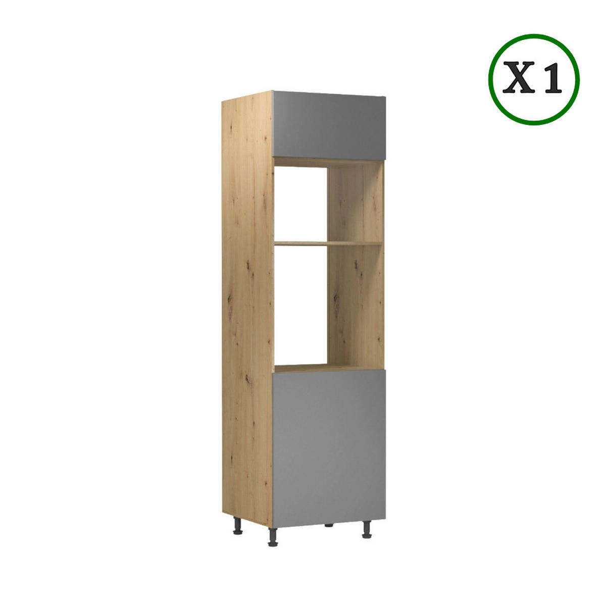 KÜCHENZEILE 360 cm – Langen K72-M360 - in Beige / ArtisanEiche - Beige/Schwarz, Holzwerkstoff/Metall (360/248/58cm)