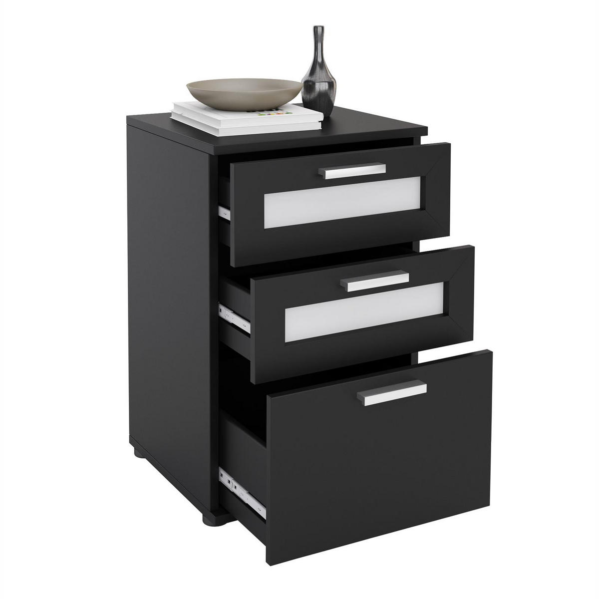 NACHTTISCH MARIKE - Schwarz, Holzwerkstoff (40/63/38cm) - CARO-Möbel
