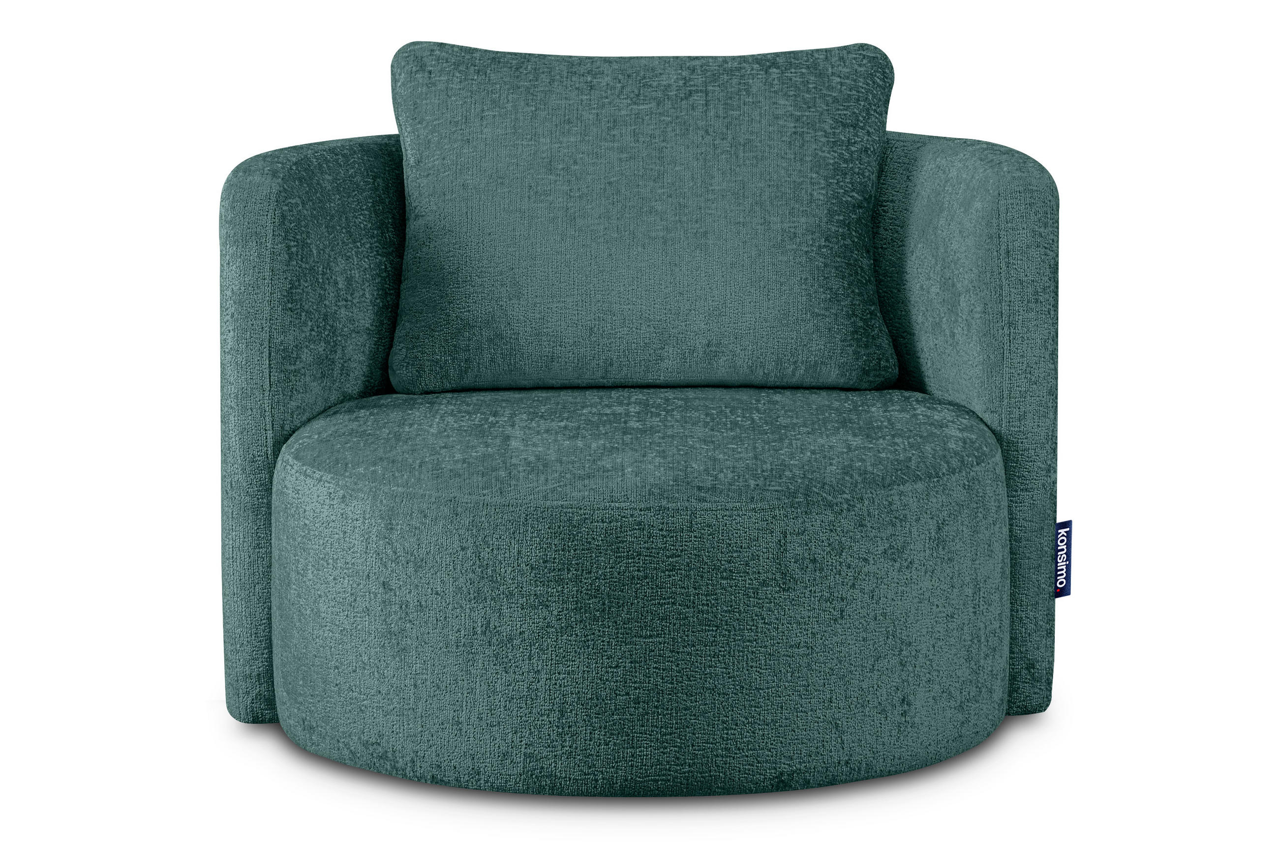 DREHSESSEL RAGGI 360° Drehfunktion mit inklusive dekorativem Kissen, Marineblau - Blau/Grün, Textil (92/75/94cm) - KONSIMO®