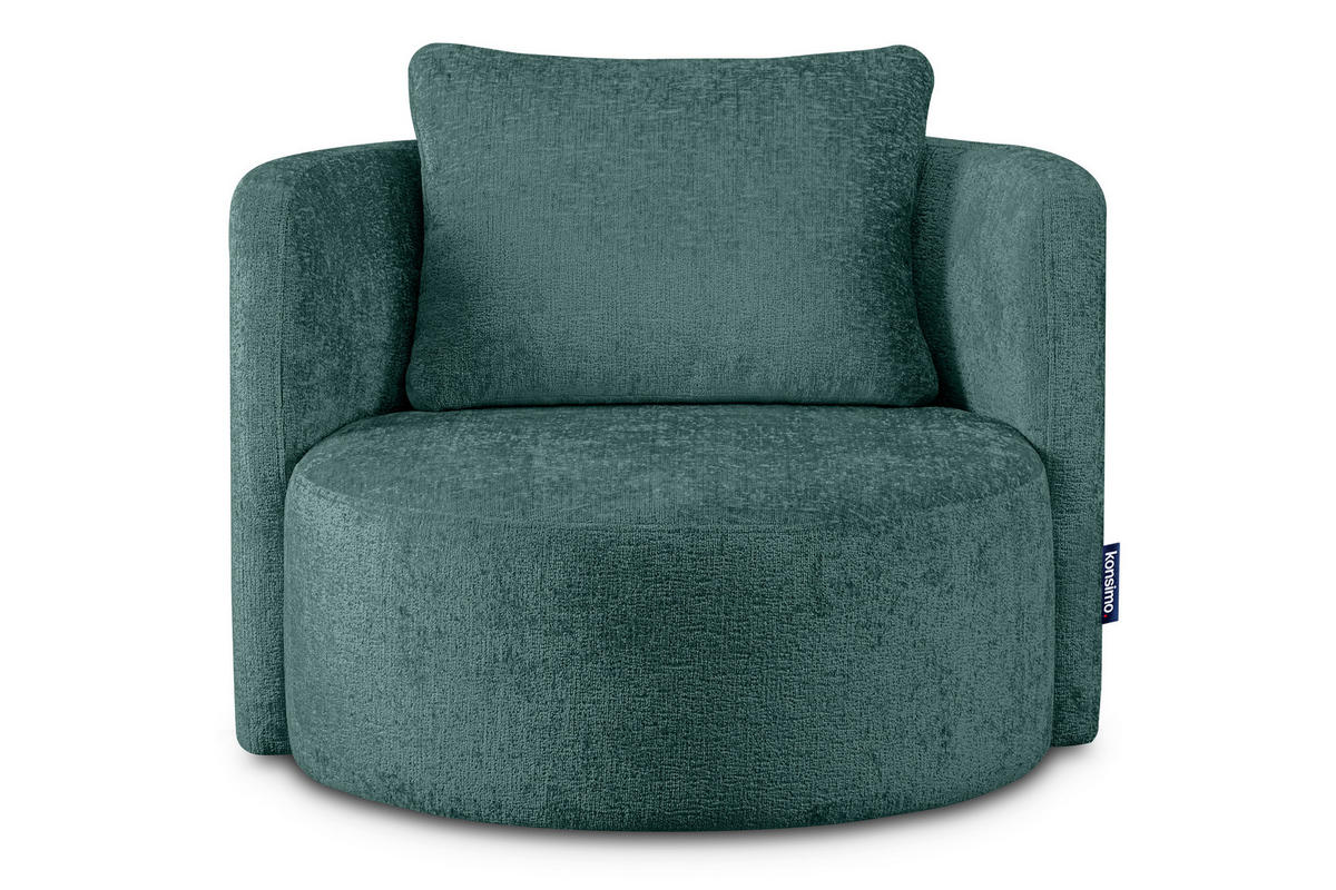 DREHSESSEL RAGGI 360° Drehfunktion mit inklusive dekorativem Kissen, Marineblau - Blau/Grün, Textil (92/75/94cm) - KONSIMO®