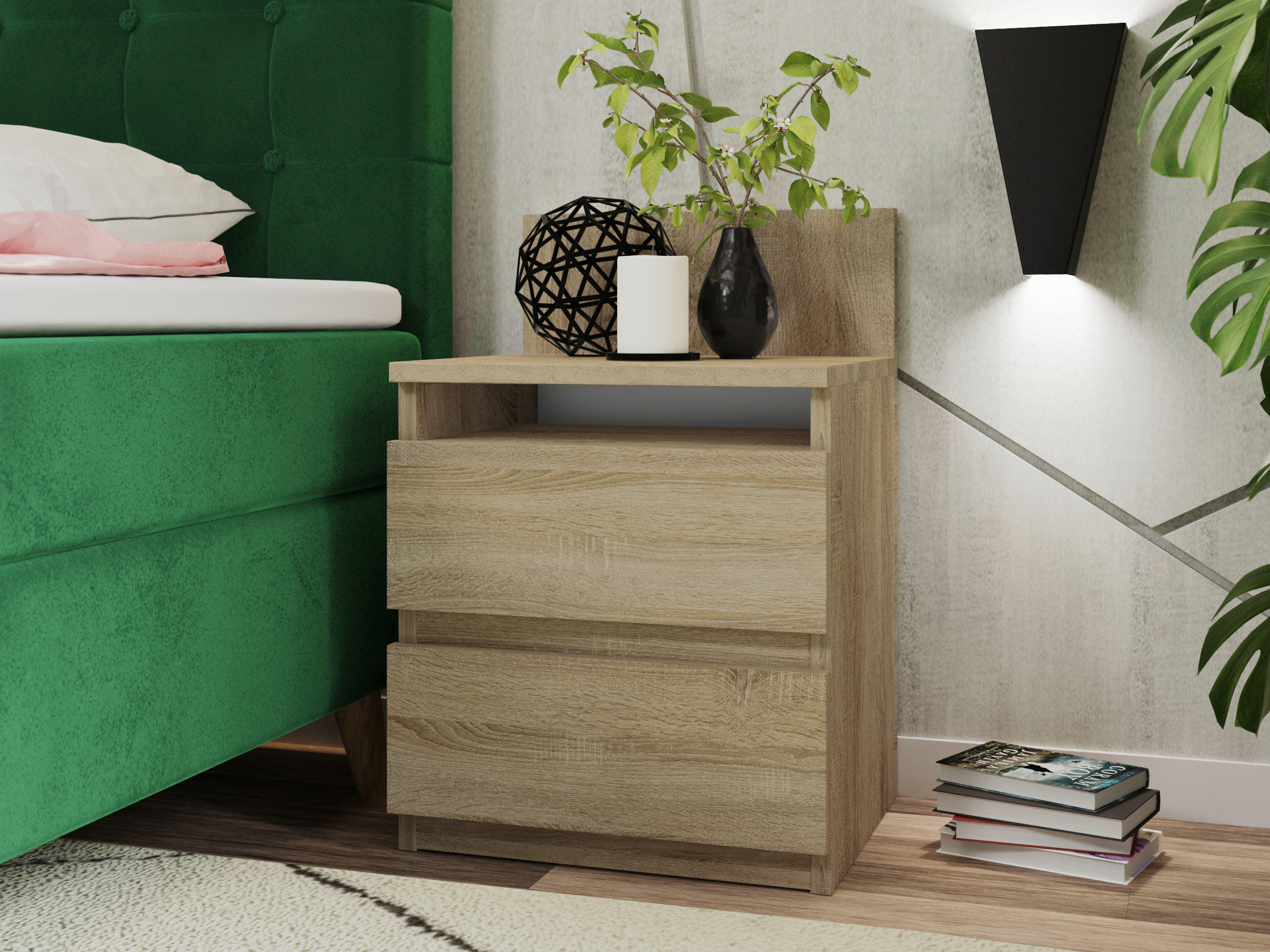NACHTTISCH Malwa M1 - Sonoma Eiche, Holzwerkstoff (32/58/40cm) - MIRJAN24