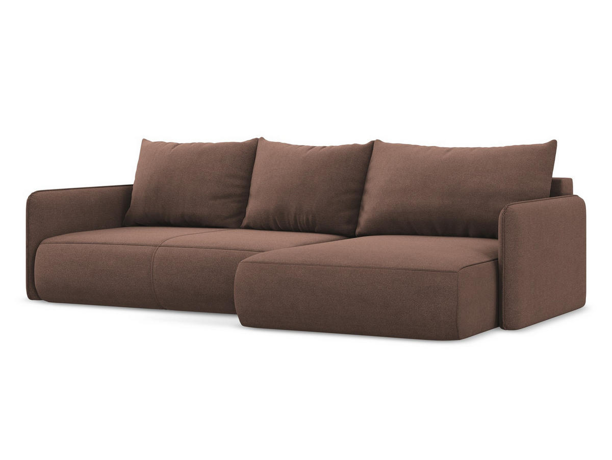 ECKSOFA mit Schlaffunktion Strukturstoff Stoff Pink - Pink/Hellrosa, Kunststoff/Textil (240/148cm) - Makamii