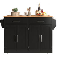 KÜCHENINSEL 120/91,5/46 cm Schwarz/Natur aus MDF mit klappbarer Tischplatte - Schwarz, Holzwerkstoff (71/91.5/120cm) - OKMYHOME