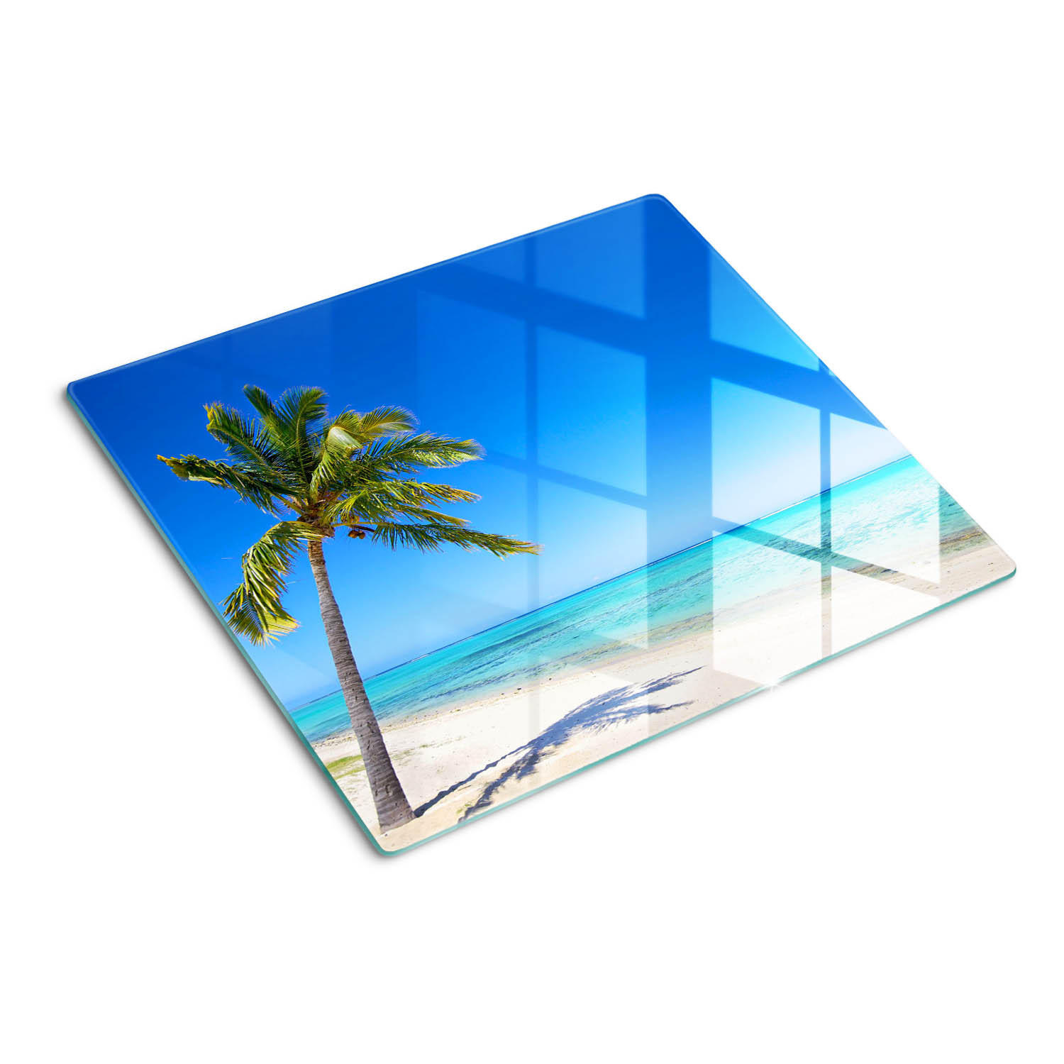 GLASPLATTE 60x52 cm Tropischer Strand - Blau, Glas (60/0.4/52cm) - TULUP