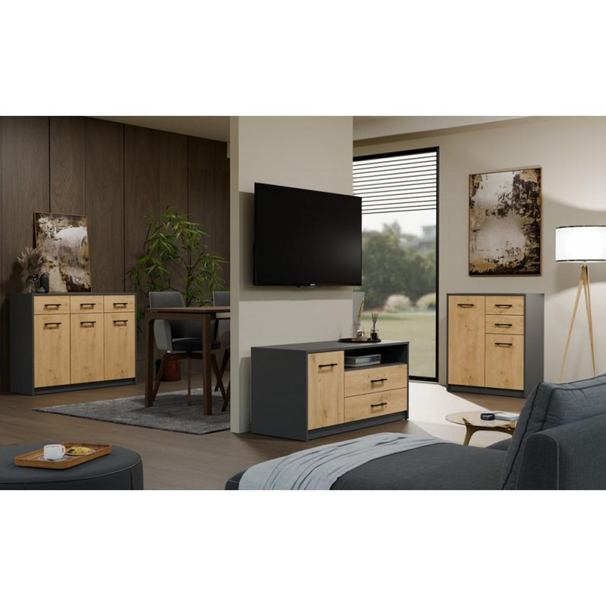 KOMMODE Anthrazit, Artisan 109/85/35 - Anthrazit, Holzwerkstoff (109/85/35cm) - RAUMHIRSCH FURNITURE