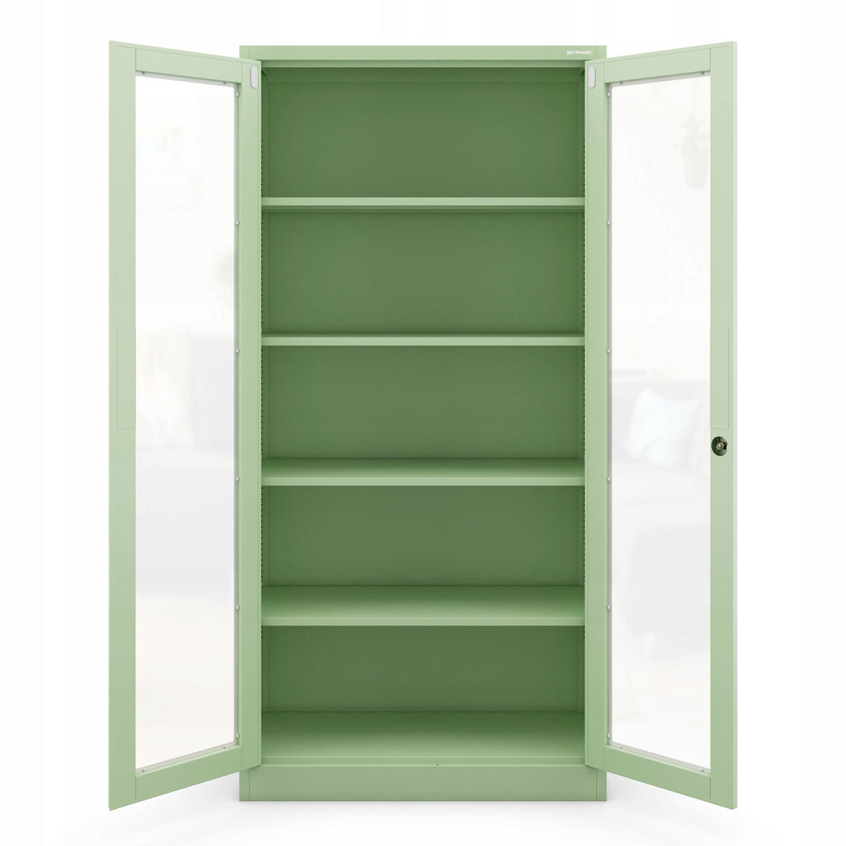 VITRINE mit Glastüren AMELIA 185x90x40 cm - Grün, Metall (90/185/40cm) - Jan Nowak