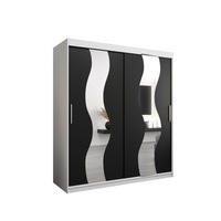 SCHWEBETÜRENSCHRANK 200/180/62 2-türig - Silberfarben/Schwarz, Holz/Kunststoff (180/200/62cm) - Abiks Möbel