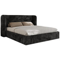 POLSTERBETT EMORA CLASSIC 180/200 - Dunkelgrau Plüsch - Schaum-Matratze - Dunkelgrau, Textil (180/200cm) - MKS