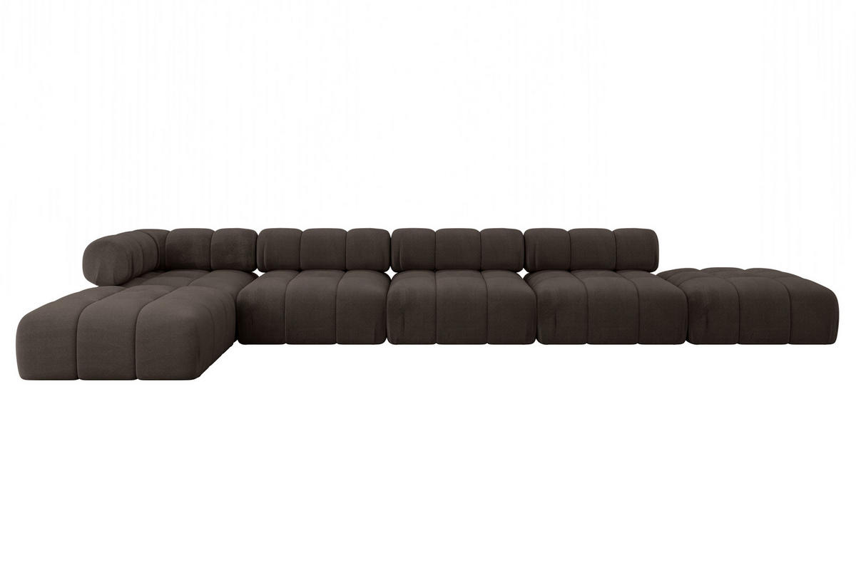 ECKSOFA modulares Sofa Kerru-L3 - 475x190x70 cm Braun Velours - Braun, Holzwerkstoff/Textil (475/190cm) - ALTDECOR