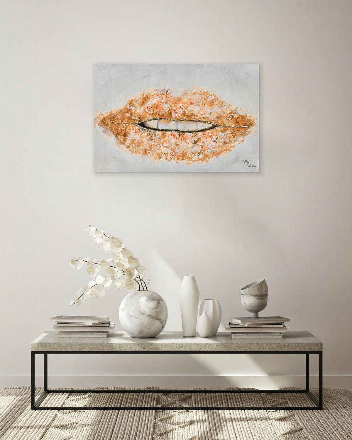 ACRYLBILD HANDGEMALT 90/60 cm - Pink/Grau, Holz/Textil (90/60cm) - KUNSTLOFT