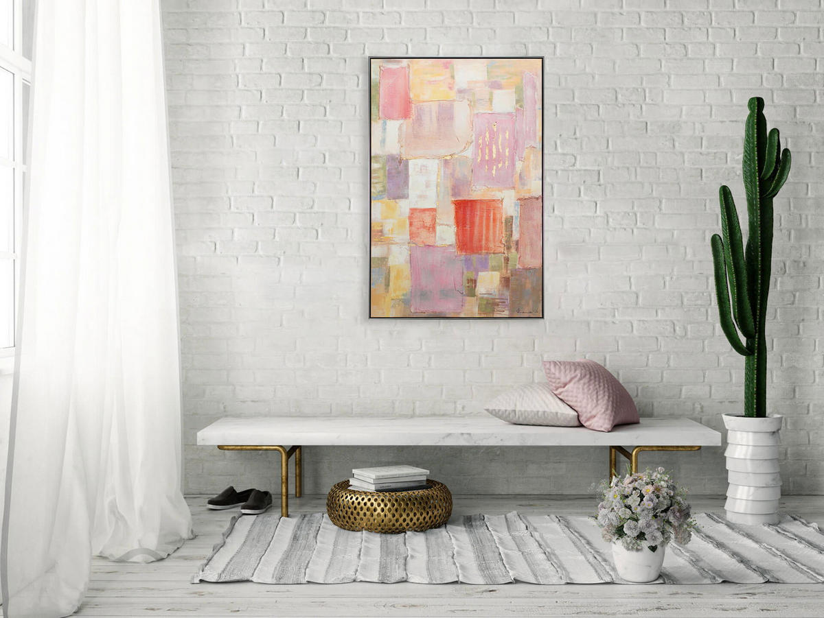 ACRYLBILD HANDGEMALT Orange 83/123 cm - Pink/Beige, Textil (83/123cm) - KUNSTLOFT