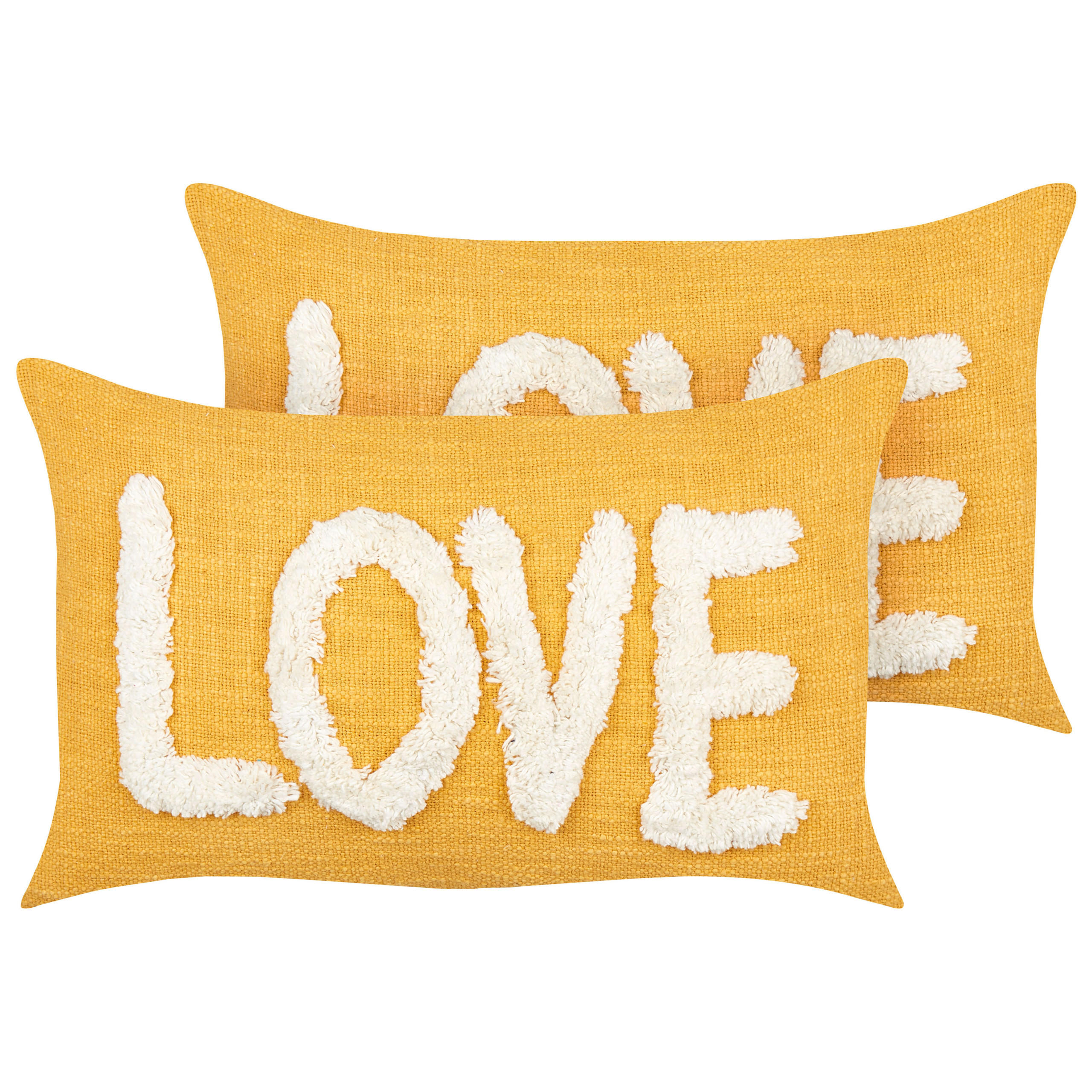 PERNĂ DECORATIVĂ set de 2 galbenă 30/50 cm Love