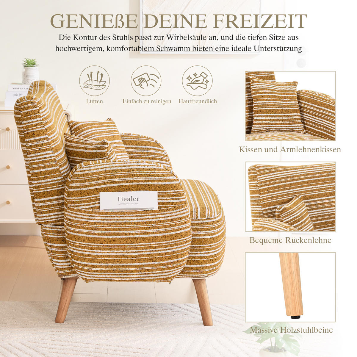 2-SITZER SOFA boucle senfgelb kompakt 121cm - Gelb, Textil (121/87/81.5cm) - Urban Meuble