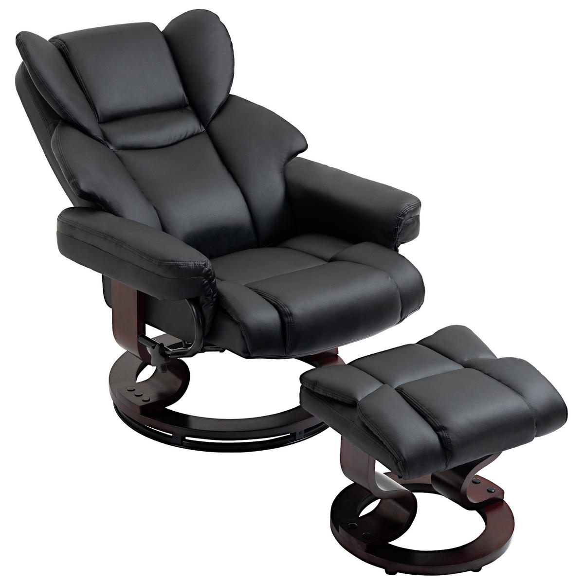 RELAXSESSEL DE-07604 360° drehbar, 145° neigbar mit Hocker Schwarz - Schwarz, Holz/Metall (79/100/80cm) - ComfortXL