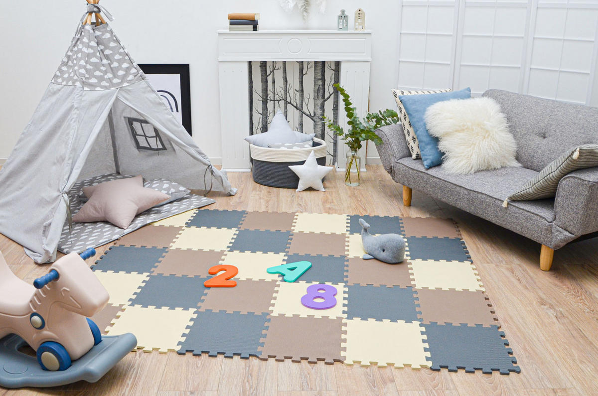 SPIELMATTE ab Null - 270/90 cm Puzzlematte Grau - Multicolor, Kunststoff (30/30cm) - Littletom