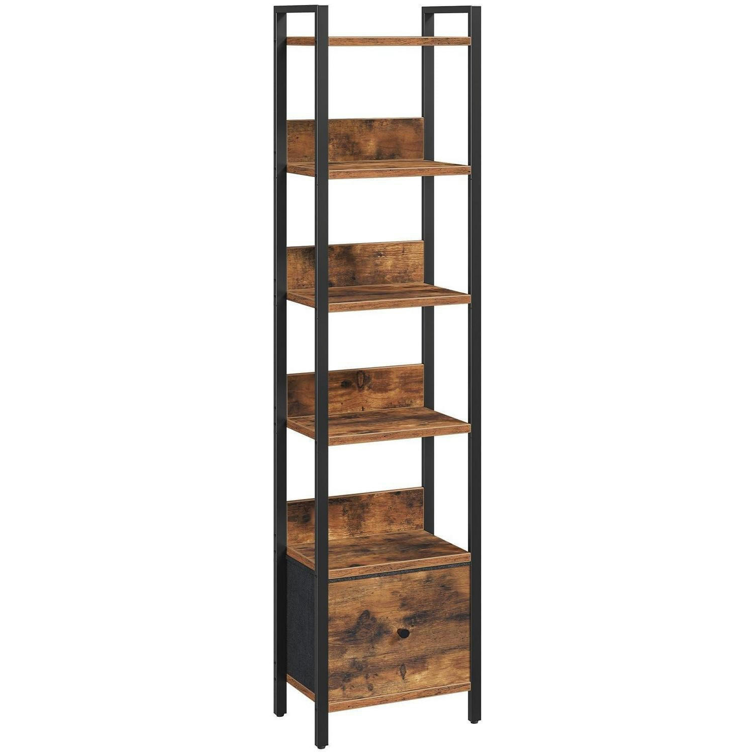 BÜCHERREGAL mit Schublade 24 x 33 x 157,5 cm Rustikales Braun - Braun, Metall (33/157.5/24cm)