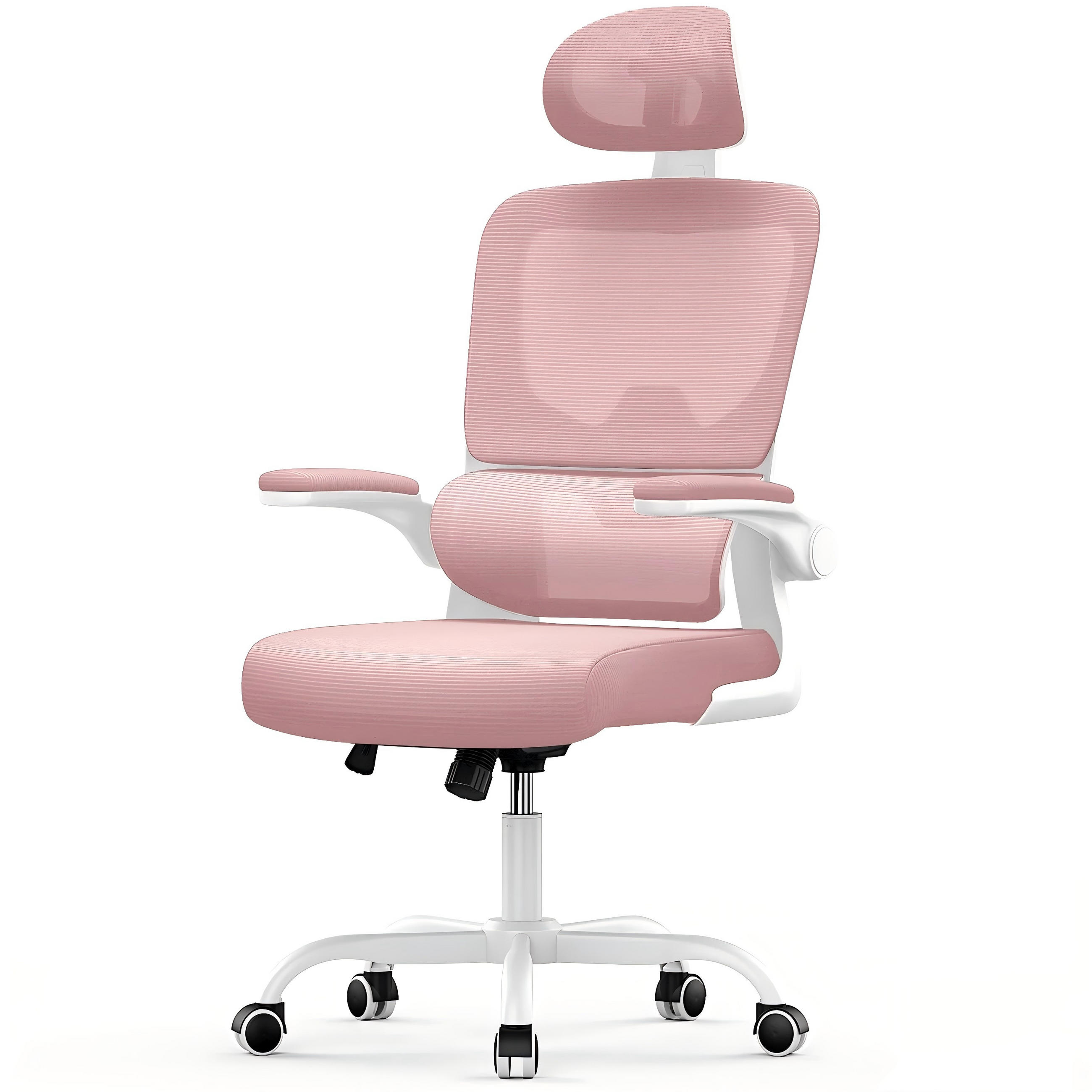 COMPUTERSTUHL drehbar, Wippfunktion – Rosa - Pink, Metall (54/127/54cm) - Rattantree