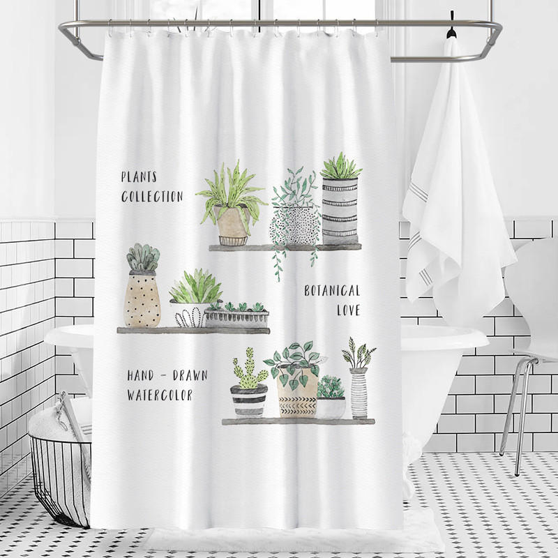 DUSCHVORHANG Pflanzen Muster 180 x 180 cm wasserdicht schimmelresistent fürs Badezimmer - Weiß, Textil (180/180cm) - MCBOSON