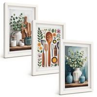 BILDER SET 3er Set - 20x30 cm Weißer Rahmen - Küchenaccessoires auf pflanzlicher Basis - Weiß, Kunststoff (20/30cm) - TULUP