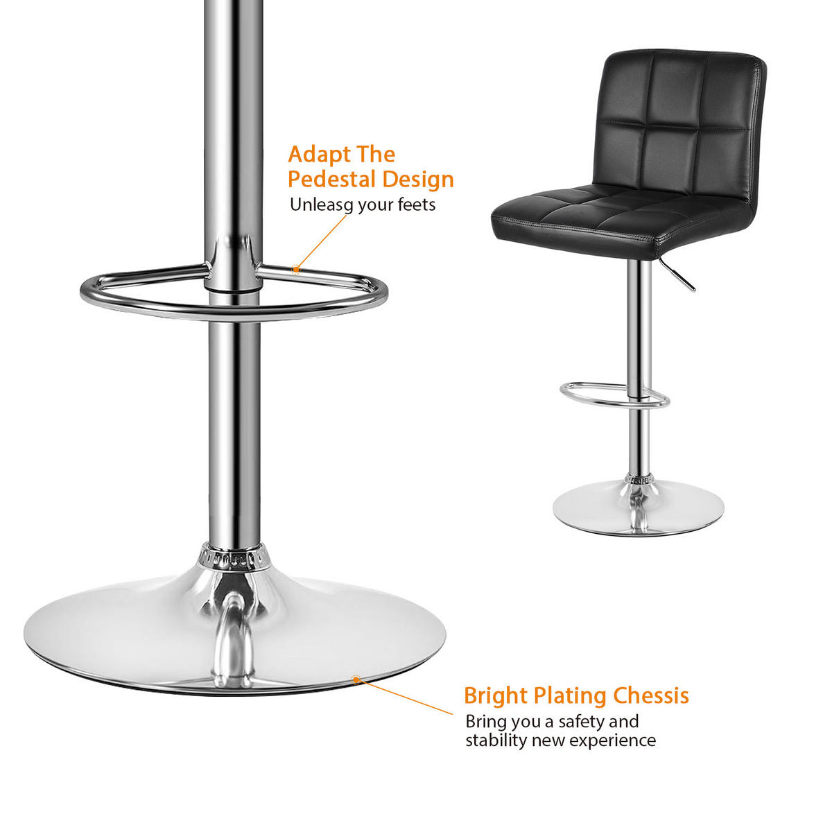 BARHOCKER Schwarz hoch ohne Armlehnen 2er Set - Schwarz, Metall (45/46/55cm) - Rattrix