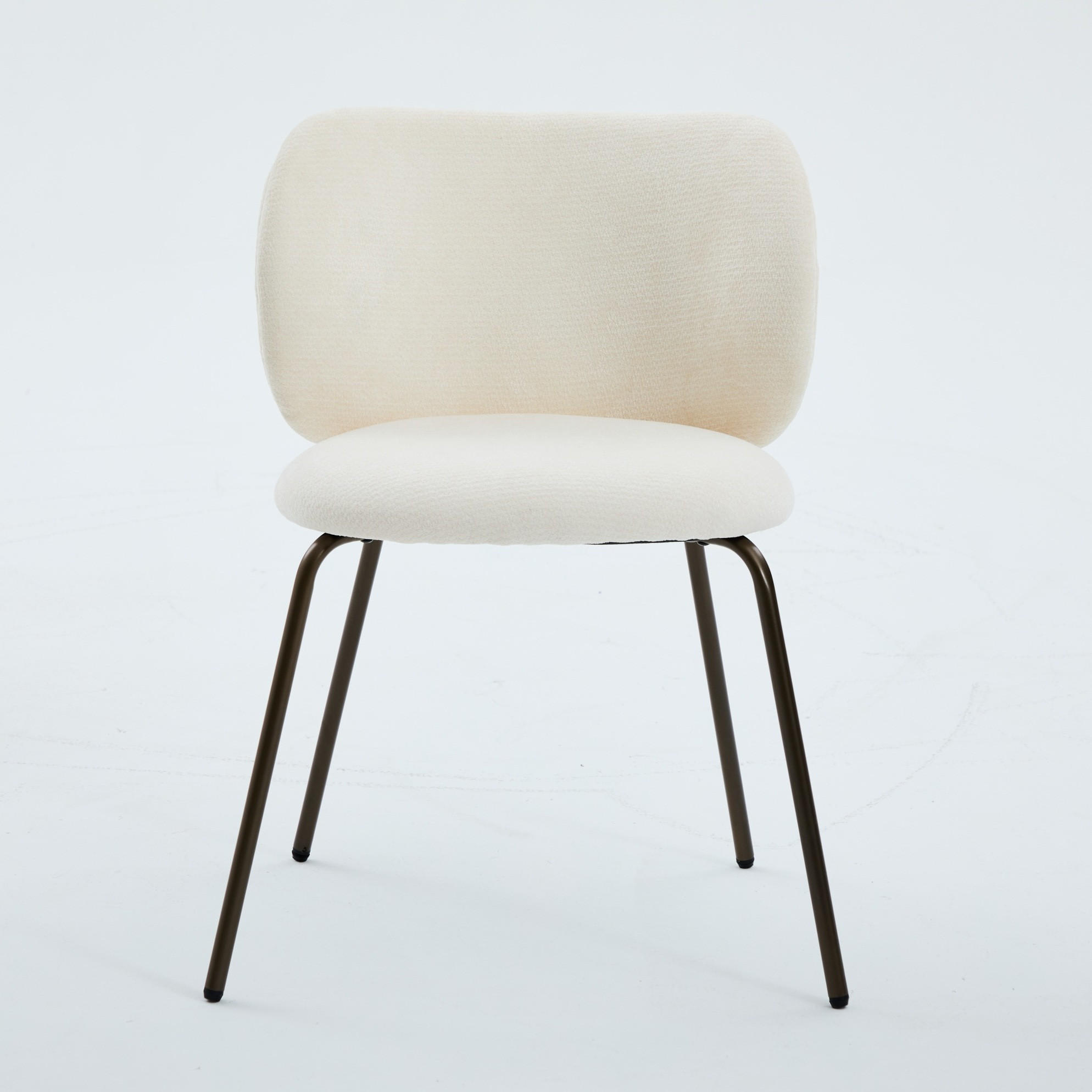 ESSZIMMERSTUHL mit gebogener Rückenlehne Chenille Creme Metallbeine - Beige, Metall (46.5/80/52cm) - Meubliv