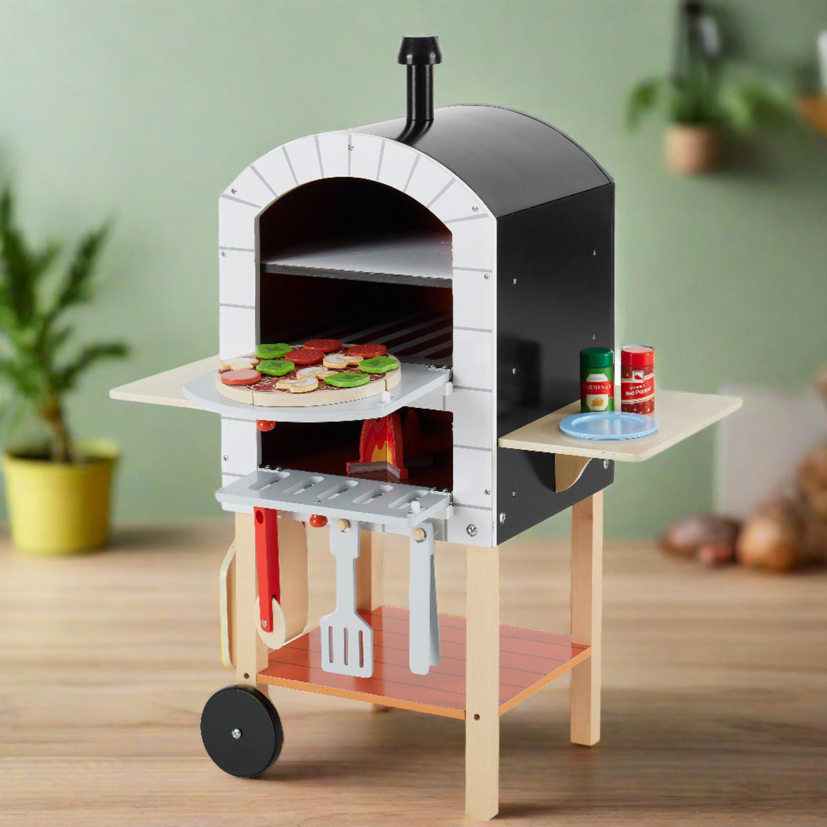 KINDERKÜCHE PIZZAOFEN Spielzeug, 83cm, Mehrfarbig - Multicolor, Holz (30/65/83cm) - Teamson Kids