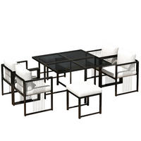 GARTEN-ESSGRUPPE 7-tlg. für 6 Personen 117x117 cm Schwarz/Weiß - Beige, Metall - Beauniv