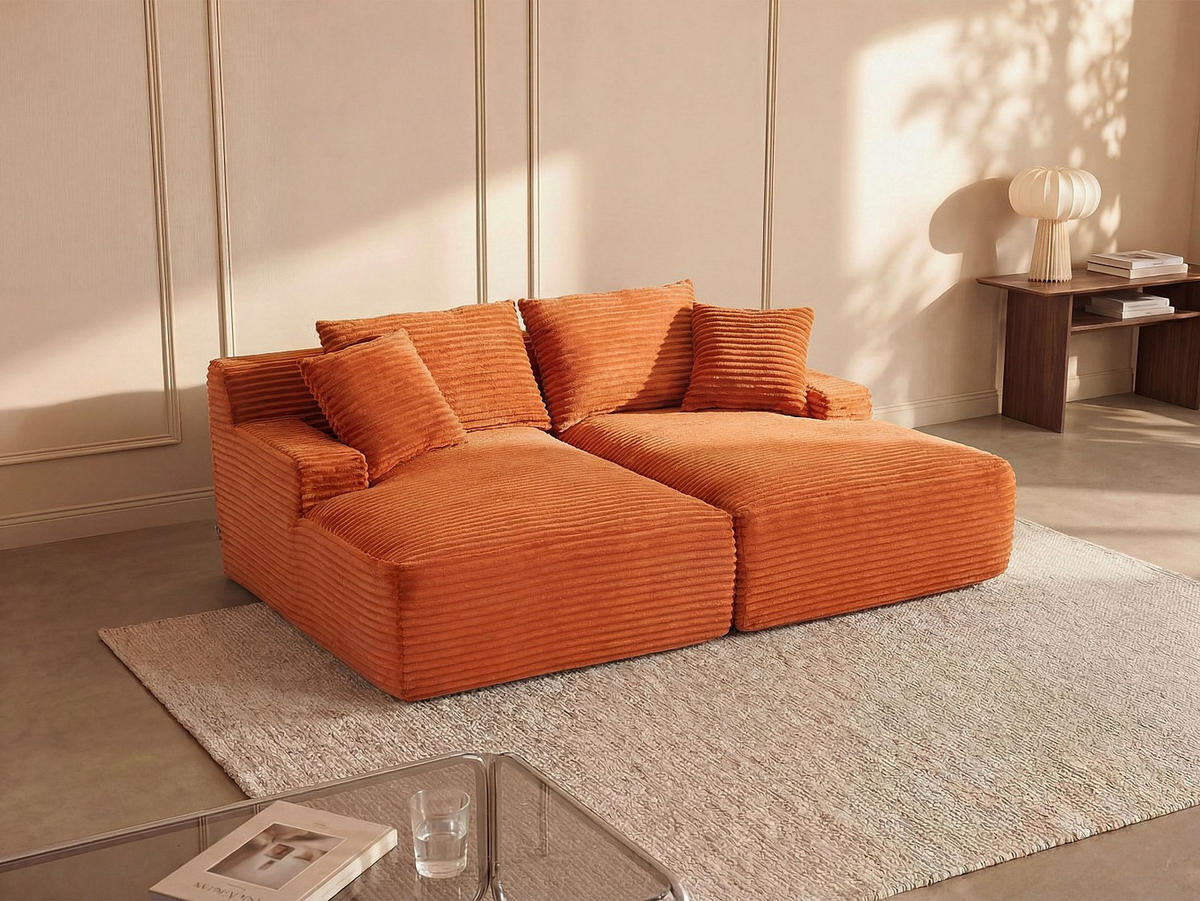 SOFA - 3 Personen - samt - terracotta Donilia - Terracotta, Textil (200/72/160cm) - Vente-Unique