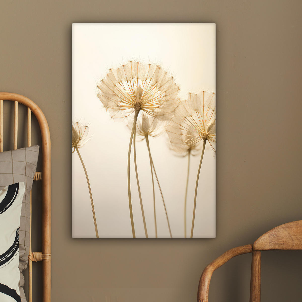 LEINWANDBILD Sonnenlicht - Löwenzahn - Botanisch - Blumen 40x60 cm - Creme, Textil (40/60cm) - MuchoWow