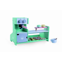 KAUFLADEN 4442 grün Kaffee-Shop, Holz, Kaffeemaschine, Bedientheke, Tasse, Löffel, Snacks - Grün, Holz (20/28/42cm) - Moni