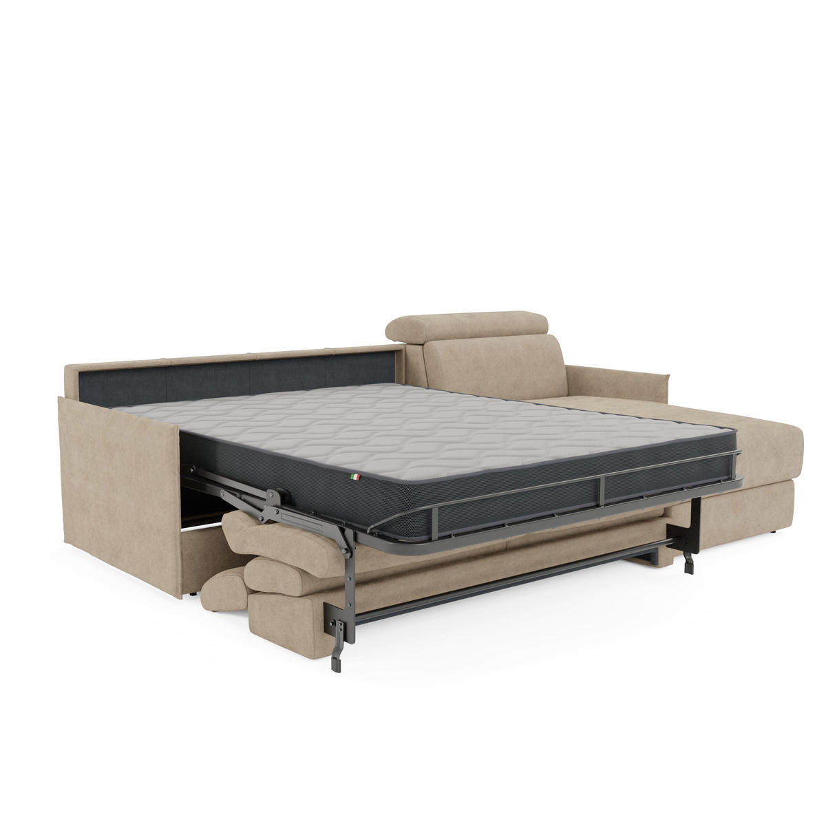 ECKSOFA Miryam - Beige, Metall (252/98cm) - Divani.store