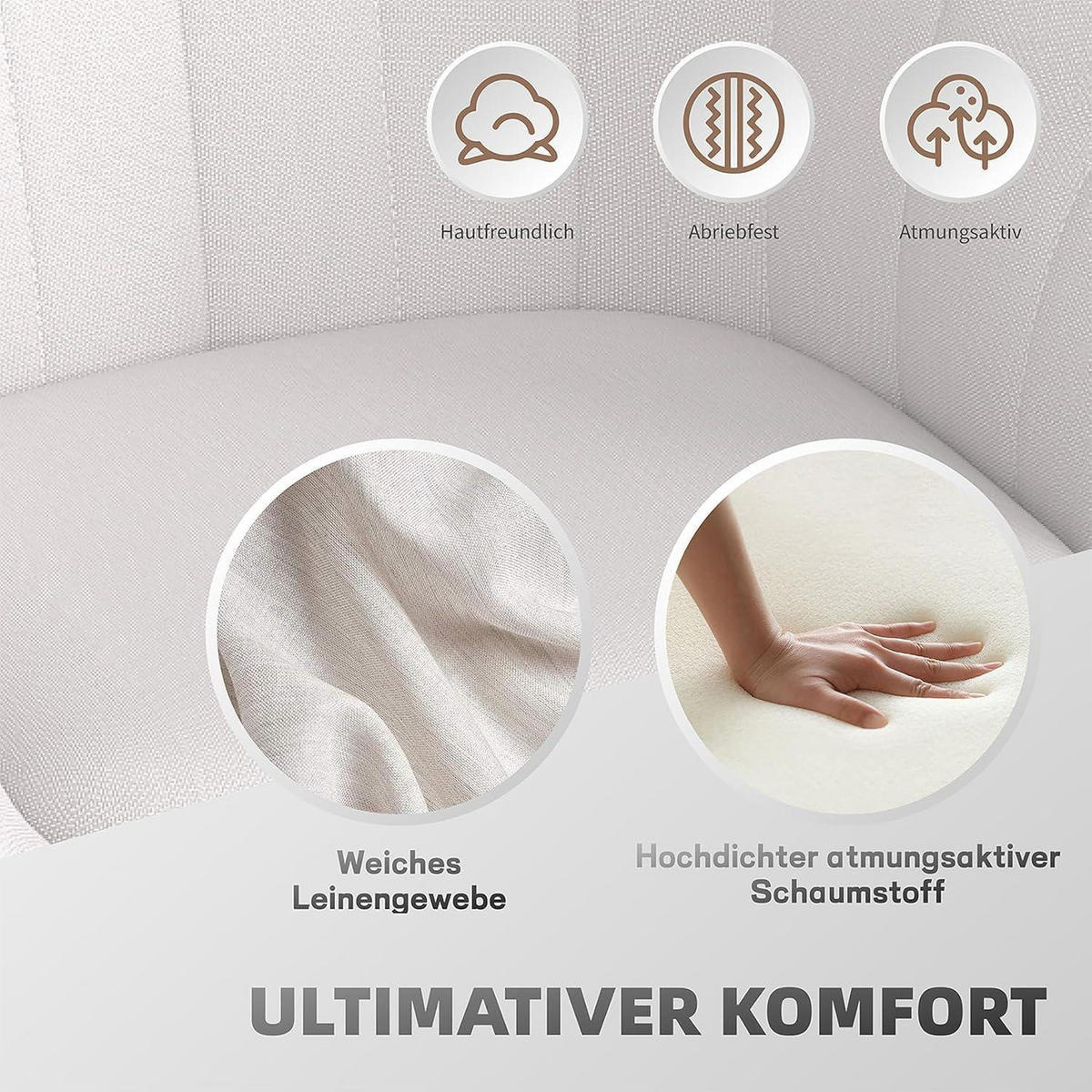 BARHOCKER 4er Set Höhenverstellbar Beige - Beige, Textil (51/104/54cm)