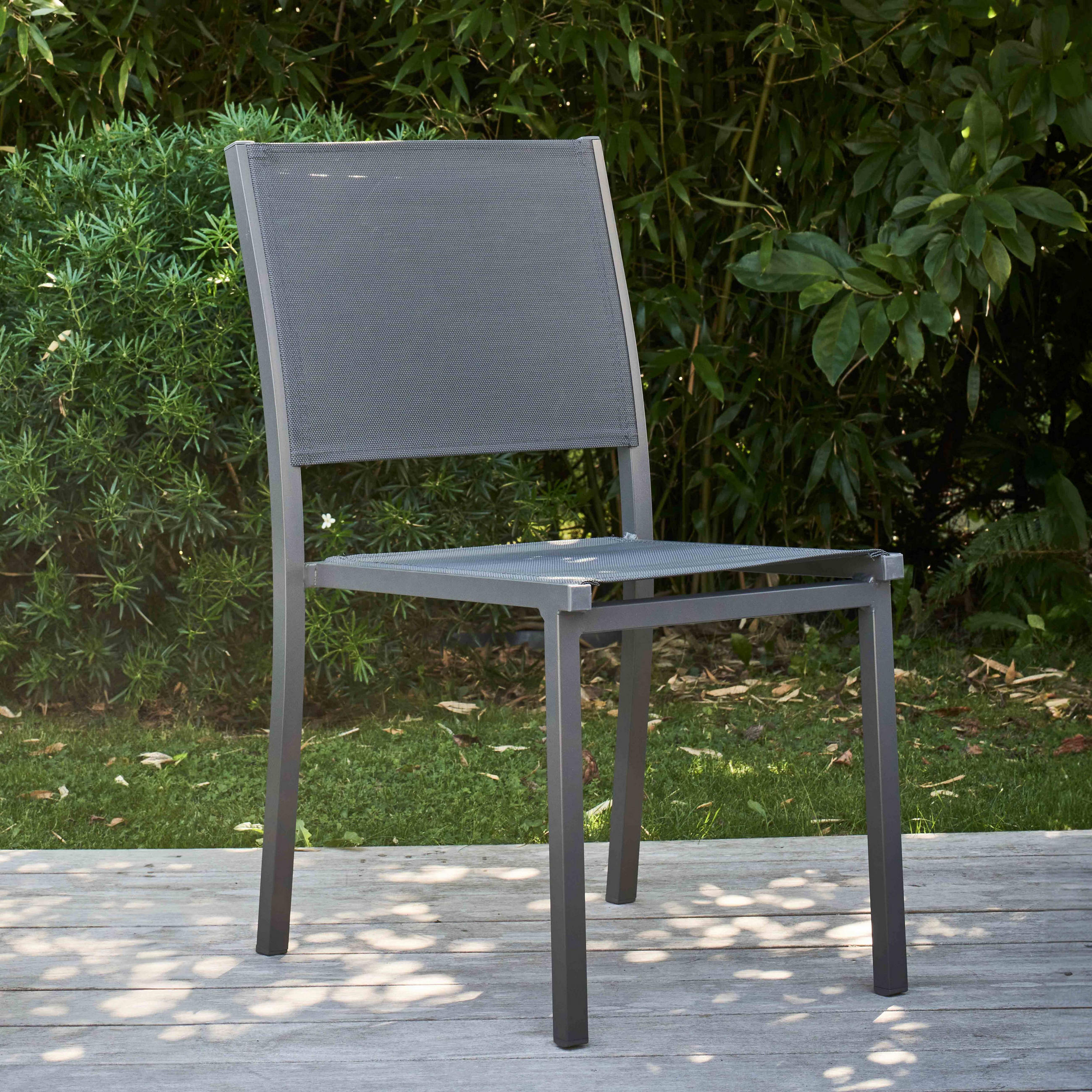 GARTENSTUHL, Grau - Grau, Metall (48/87/60cm) - Oviala