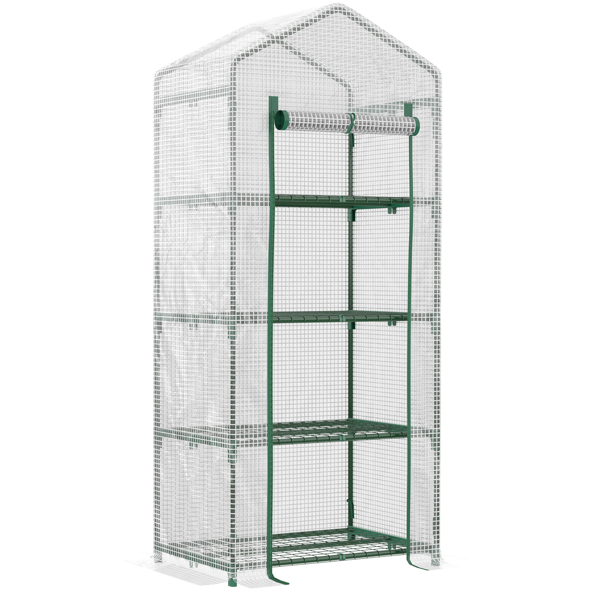 GEWÄCHSHAUS 70/160/50 cm Weiß aus PVC mit 4 Regalböden - Weiß, Kunststoff (50/160/70cm) - OKMYHOME