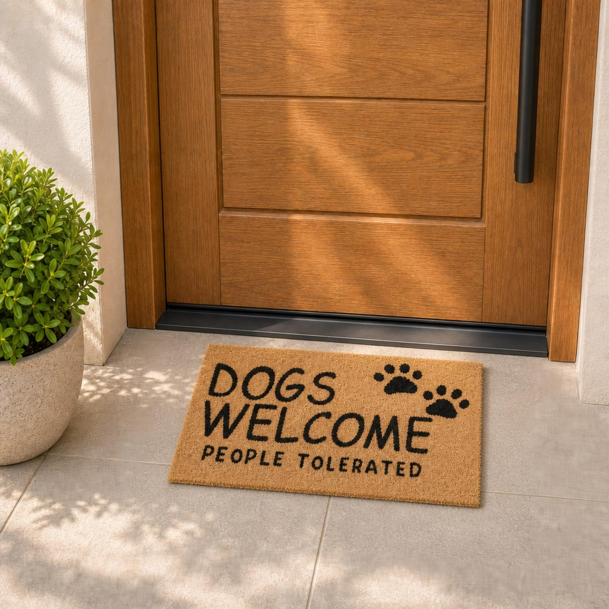 ROHOŽKA Přírodní Černá kokos Dogs Welcome 60x40 cm - béžová, textil/plast (60/40cm) - Relaxdays