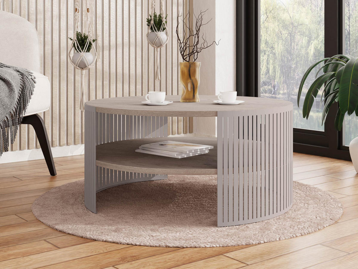 COUCHTISCH Fikoli Cashmere - Kaschmir/Hellbraun, Holzwerkstoff/Metall (75/75/40cm) - MIRJAN24