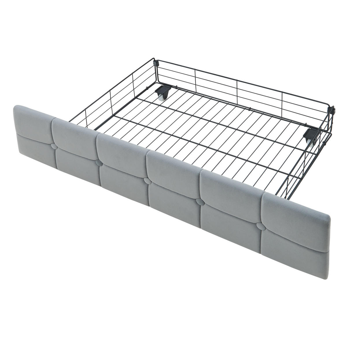 POLSTERBETT 90x200 cm mit 2 Schubladen in Hellgrau - Hellgrau, Textil (90/200cm) - KOMHTOM