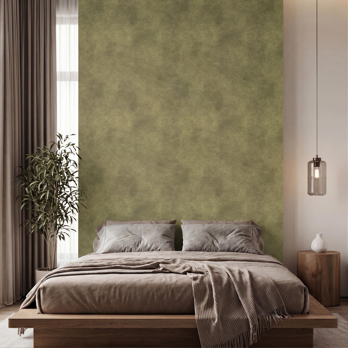 TAPETE - Textur - Abstrakt - Grün - 180x260 cm - Olivgrün, Papier (180/260cm) - OnlyWow