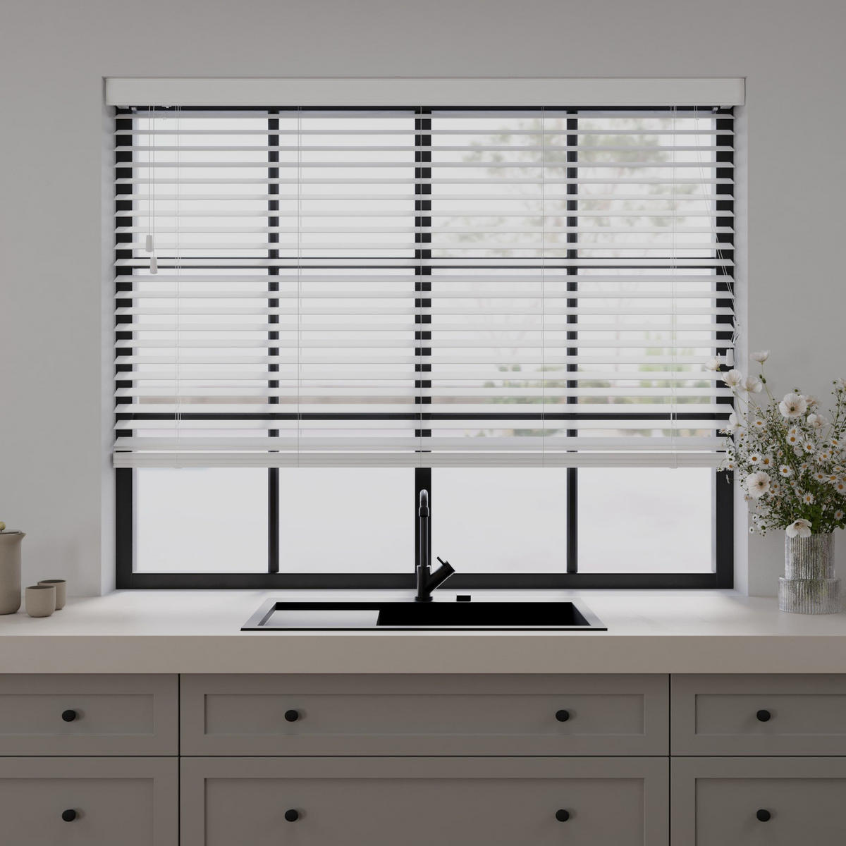 HOLZJALOUSIEN Cocoon Weiß - Weiß, Holz (140/130cm) - Cocoon Home Concepts