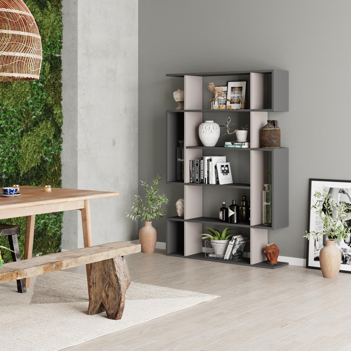 BÜCHERREGAL Mito Anthrazit Mocha 108,5/25,5/161 cm - Anthrazit, Holzwerkstoff (108.6/160.8/25.3cm) - Decortie