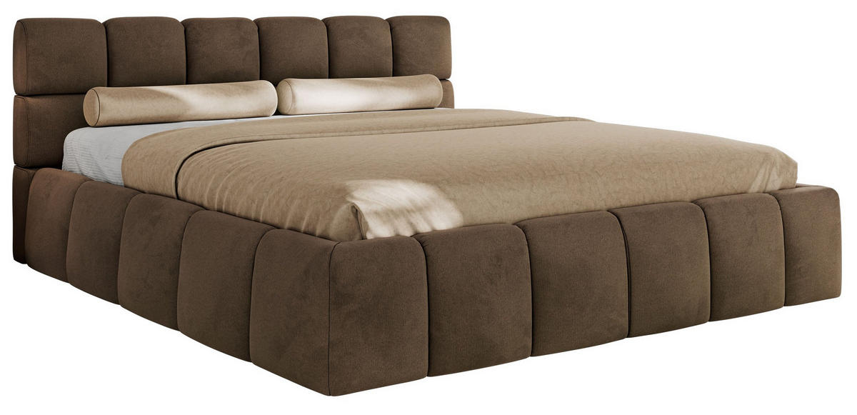 POLSTERBETT NIRA CLASSIC 160/200 - Braun Velvet - Pocket-Matratze - Braun, Textil (160/200cm) - MKS