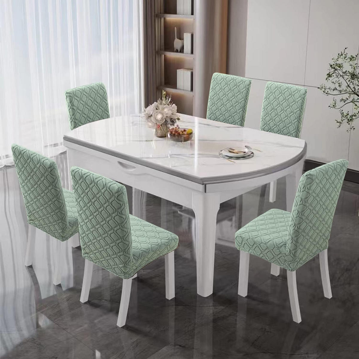 STUHLHUSSE Stretch Stuhlbezug 1 Stück - Hellgrün, Textil (18/25cm) - Kaket