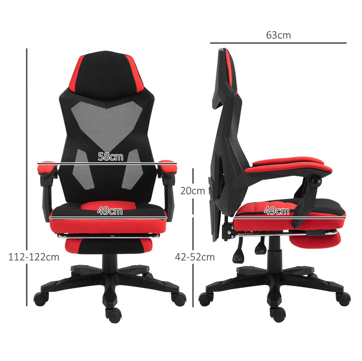 KANCELÁRSKA stolička 58/63/112-122 cm čierna s polohovaním operadla a opierkou nôh z polyesteru - čierna, plast (63/122/58cm) - OKWISH