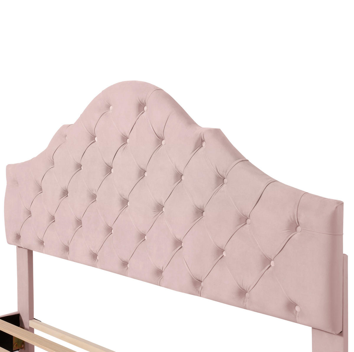 POLSTERBETT aus Samt 140x200 cm in Rosa mit Lattenrost & verstellbarem Kopfteil - Rosa, Textil (140/200cm) - Modfu