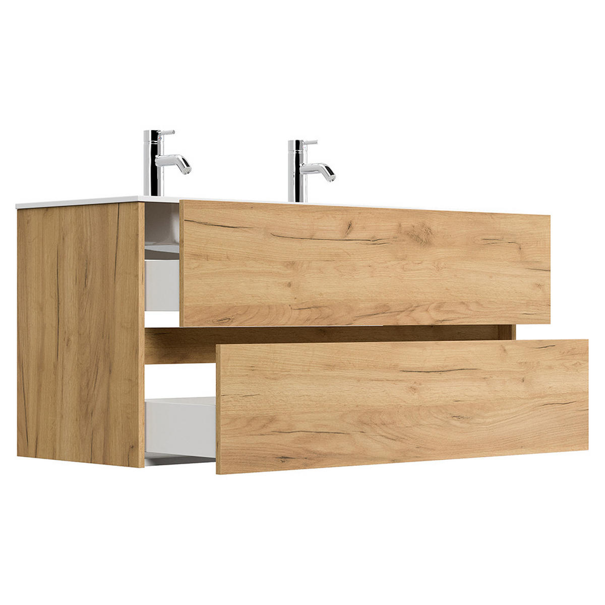 DOPPELWASCHTISCH Livigno-02 - Braun, Holzwerkstoff (120/59/47cm) - Lomado