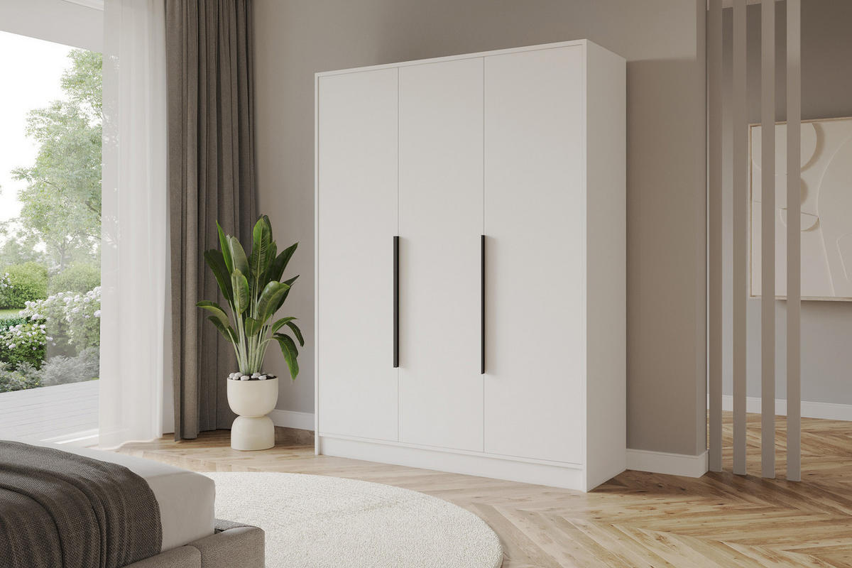 KLEIDERSCHRANK - PORTO - 150 - Weiß - Schwarz/Weiß, Holzwerkstoff (150/200/51cm) - ALTDECOR