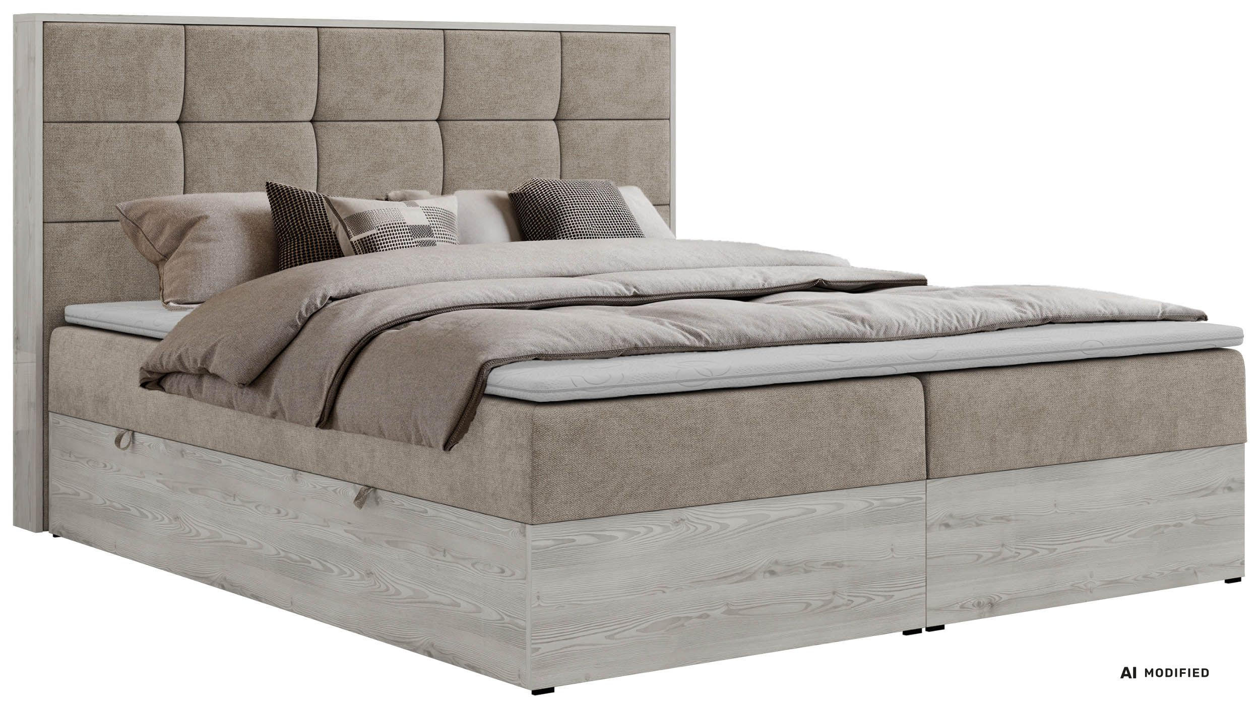BOXBETT ALNOR 180/200 Greige Stukture - Topper Visco - H3 - Greige/Schwarz, Kunststoff/Textil (180/200cm) - MKS