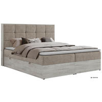 BOXSPRINGOVÁ POSTEĽ ALNOR 200/200 Sivobéžová Štruktúrovaná látka - Topper T25 - H3 (stredne tvrdý) - čierna/sivobéžová, textil/plast (200/200cm) - MKS